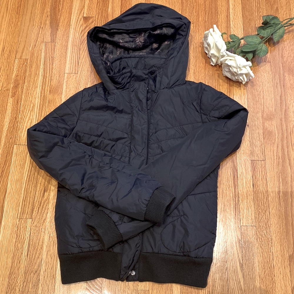 Volcom Black Hooded Puffer Jacket